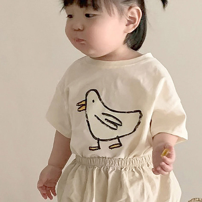 2025夏季新款儿童百搭短袖纯棉T恤装男童女宝宝上衣韩版婴幼韩版