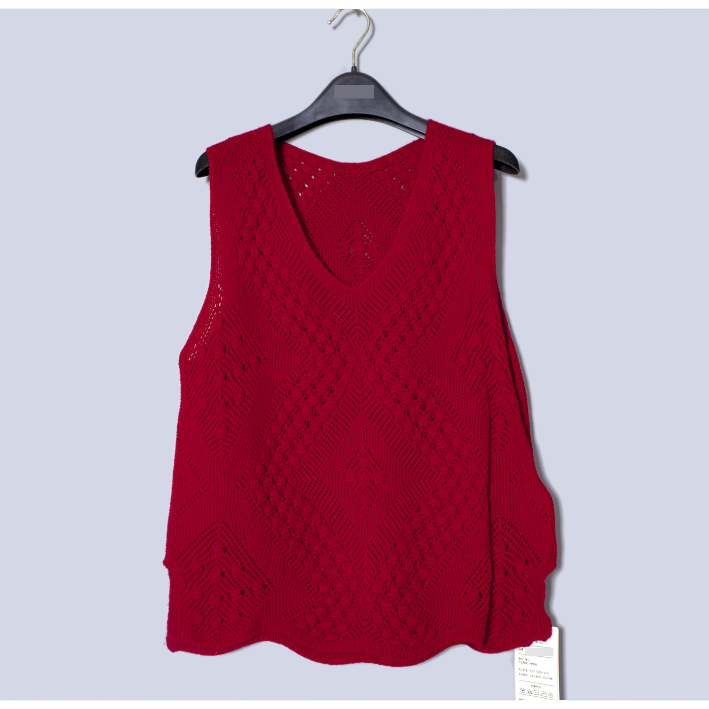 狮Q高端羊毛品牌折扣特卖2118简约勾花100%羊毛套头V领针织毛背心