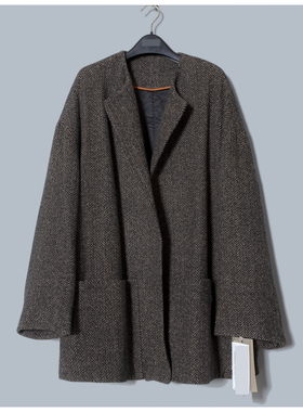 MAV高端羊绒品牌专柜特卖13800宽松山羊绒+绵羊毛粗呢羊绒外套冬