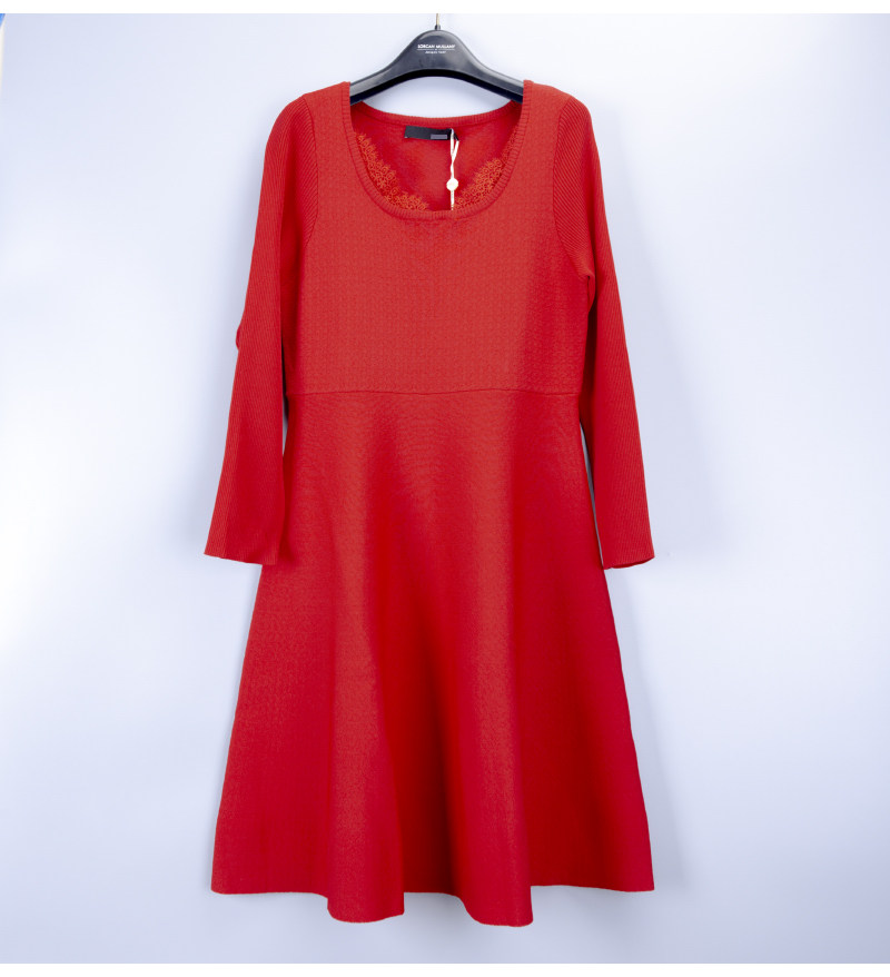 通勤修身提花A字针织连衣裙