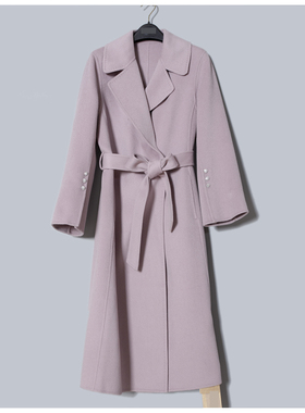 MAV高端羊绒品牌专柜价16888气质款山羊绒+羊毛系带喇叭袖呢大衣