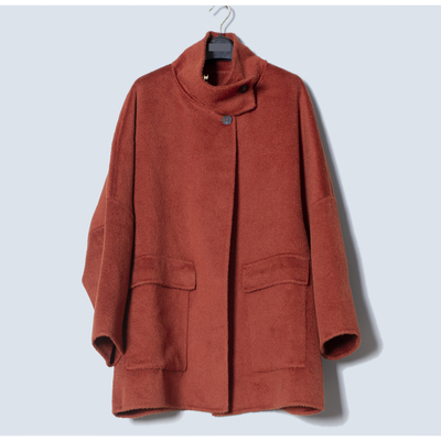 MAV高端羊绒品牌专柜价18800宽松柔软100%骆驼绒双面呢立领外套冬