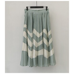 K高端大牌女装 2599折扣休闲百搭文艺百褶半裙中长半身裙 专柜正品