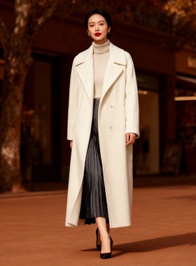 MAV高端羊绒品牌专柜16880宽松山羊绒+超细澳毛厚实西装领呢大衣