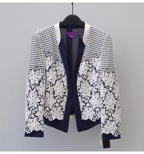 米欧N高端大牌女装折扣专柜正品4560重工刺绣蕾丝花朵短款薄外套