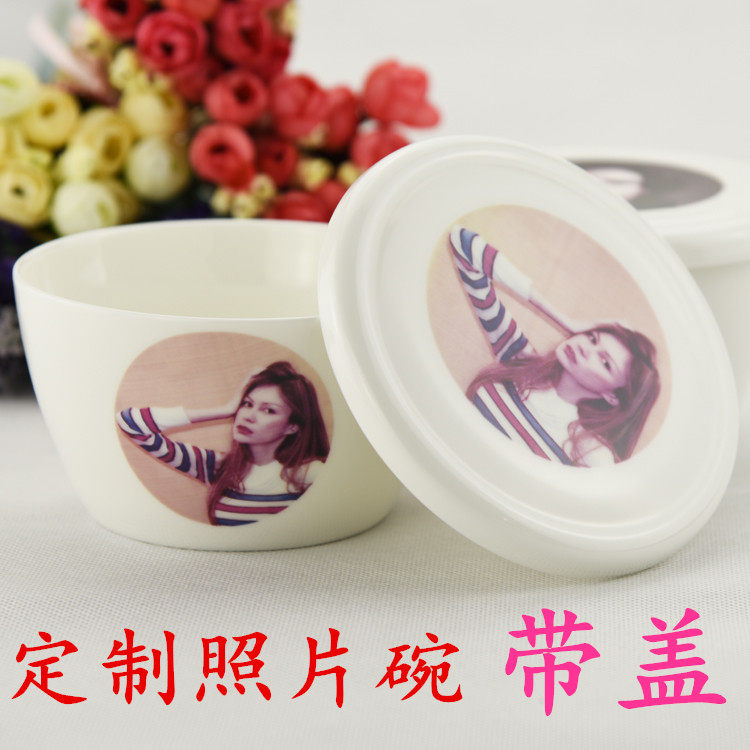 Korean ceramics Photo customized DIY Couple Bowl With cover canteen lovely Rice bowl Customize household Rice bowlin the Tableware , Tableware , Bowl  category - from Buy2taobao.com to provide professional Taobao agent buy service