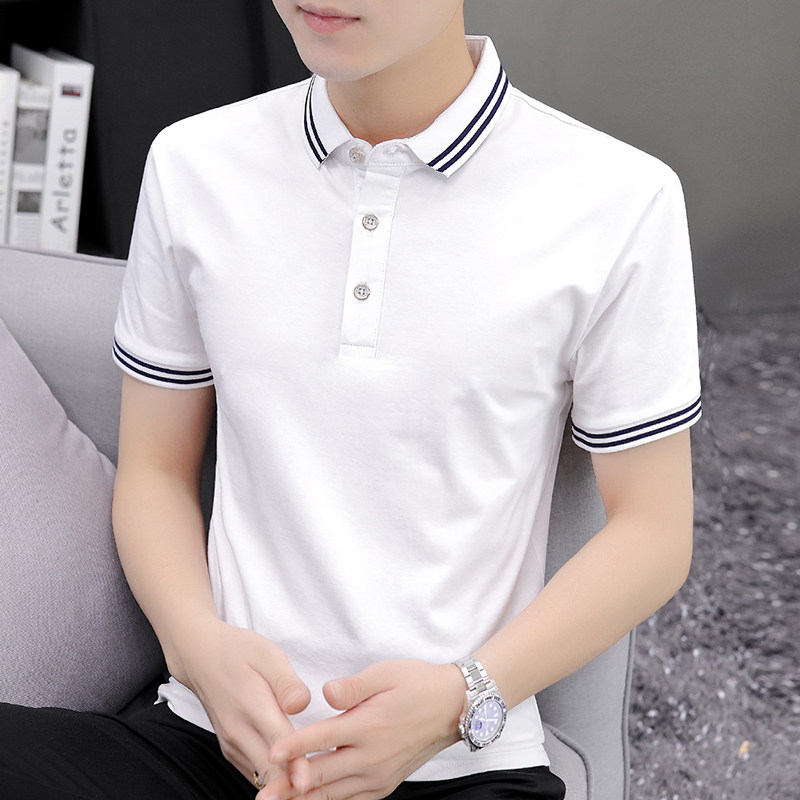 高端全棉夏季短袖t恤潮男polo衫