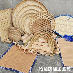 幼儿园创意吊饰挂饰竹簸箕竹鱼篓斗笠竹筛猪笼竹帘环创用品竹链条