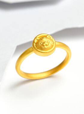 越黄南沙金生肖虎戒指铜镀金卡环通趣GJ-251小老虎萌本命年金虎指