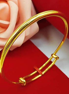 越407南沙金圆肚天满星手镯黄镀铜金推拉满天款星仿金手环手饰