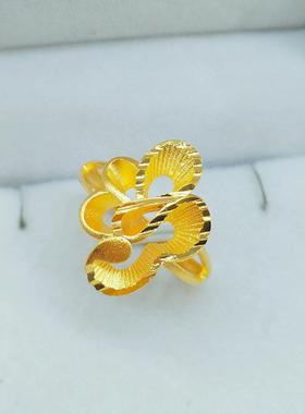 铜金花戒 仿黄金花首朵时尚士开口可调节手戒镀292饰厂女家直销