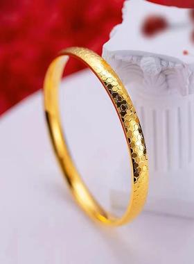 沙手镯女精工蜂金巢扁镯5.26.05圆时尚小书网红同款蜂红巢面鱼鳞