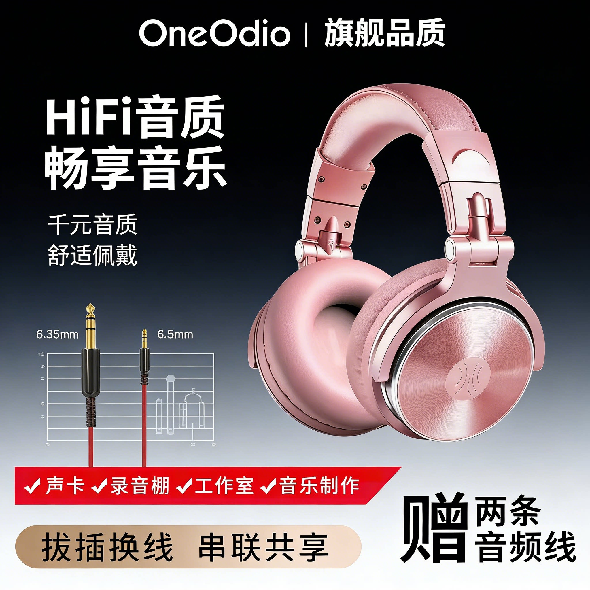 头戴式耳机6.5电子琴吉他架子鼓DJ钢琴通用电脑声卡监听耳麦有线