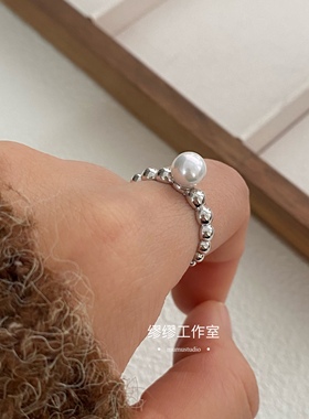 开口淡水珍珠925纯银好品质ins