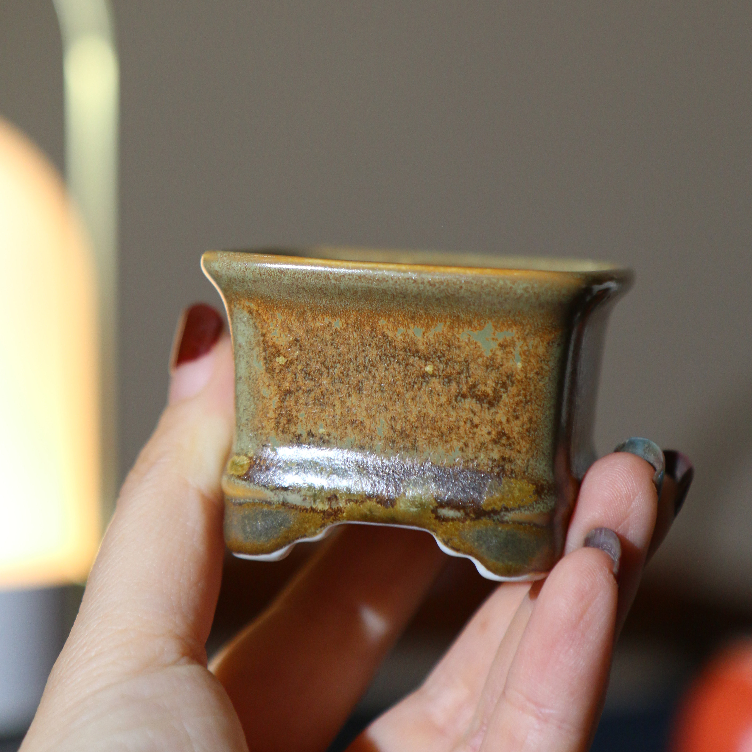 紫砂花盆陶瓷盆景盆正方形小盆日式瓷器盆栽盆星宇盆手工高温釉盆