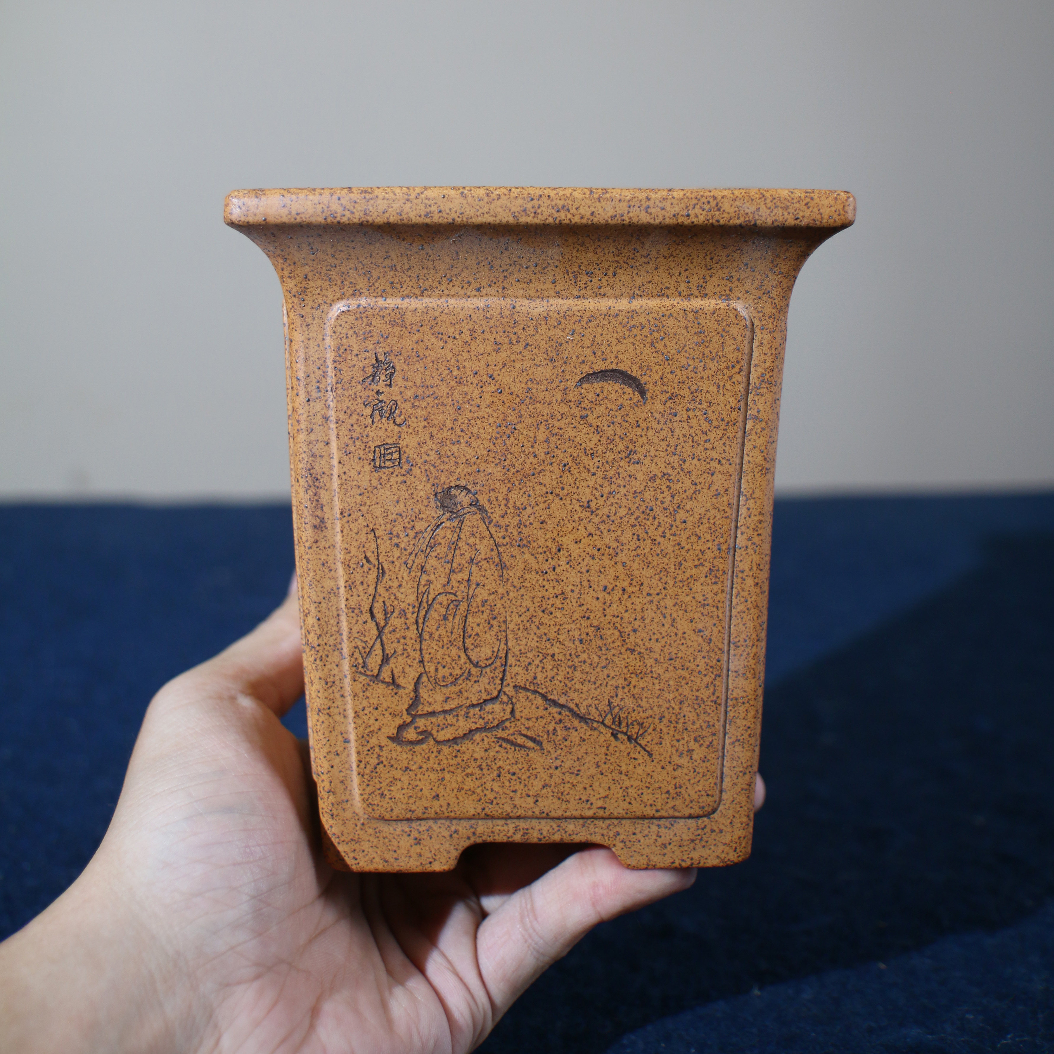 紫砂花盆手工盆景盆正方形苏玲图片