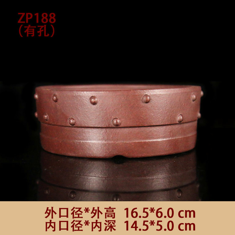 紫砂花盆宜兴盆栽圆形图片