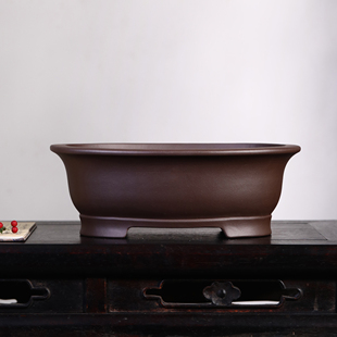 紫砂花盆椭圆形景盆原矿高档精品名家盆王永清腰圆形觅陶乡