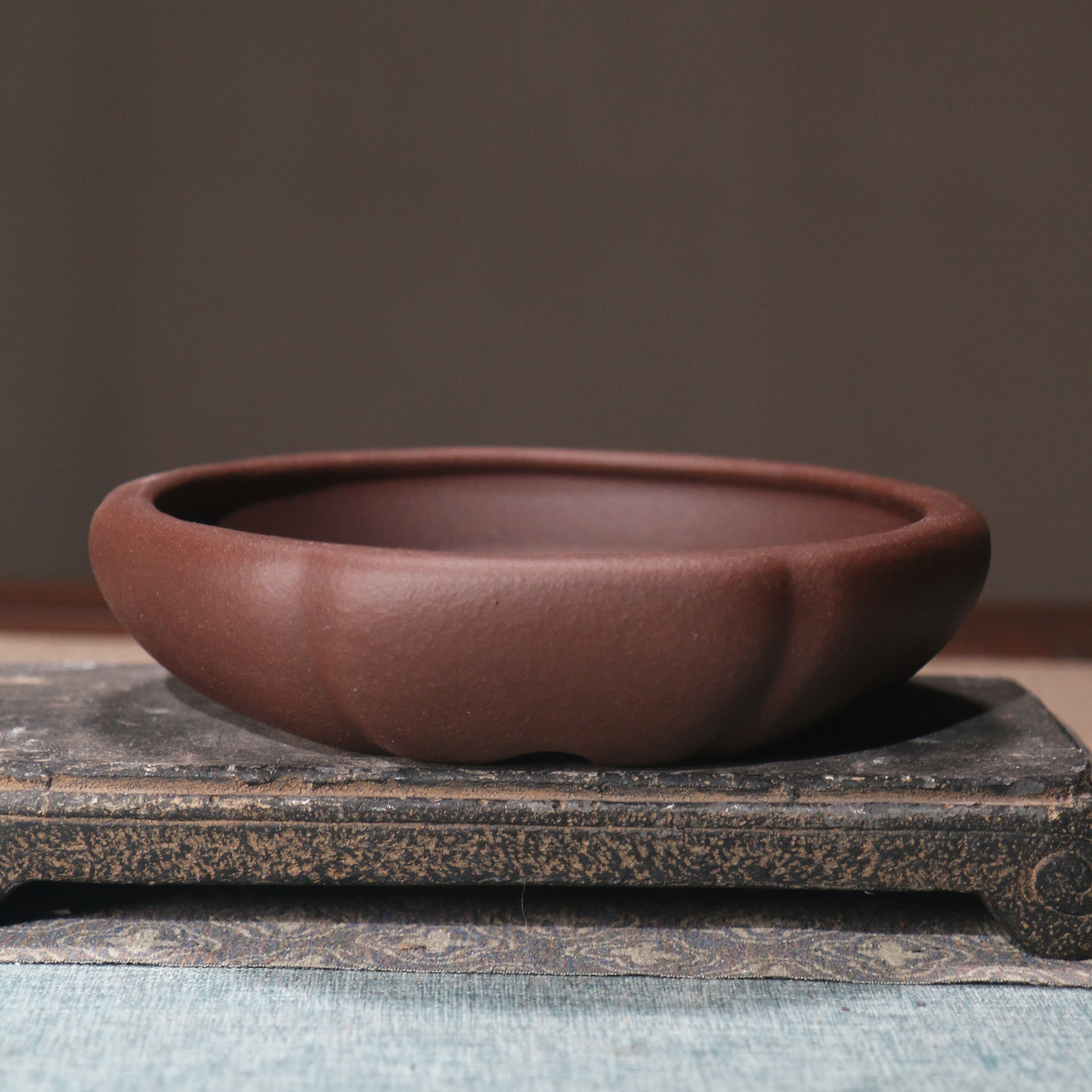 紫砂花盆莲花形盆景盆