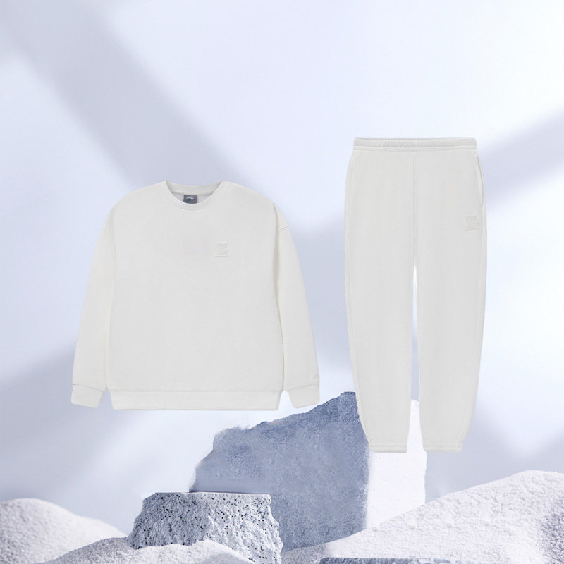 李宁套装男女同款秋新款简约保暖圆领卫衣束脚长裤 AWER020