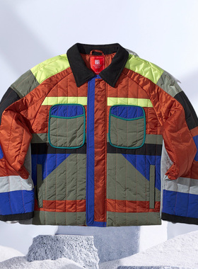 中国李宁20冬新款时装周时尚反伍男子翻领休闲短棉服AJMP041