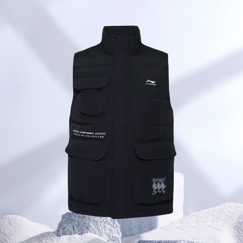 李宁羽绒马甲冬季新款运动时尚系列鸭绒保暖立领马甲AMRR027