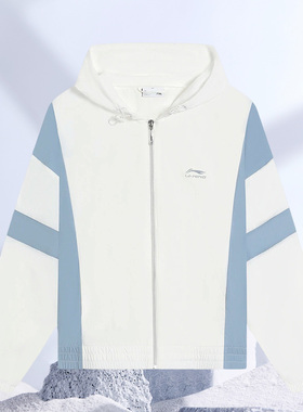 李宁正品新款女子运动休闲时尚潮流拼接设计连帽夹克外套AFDS774