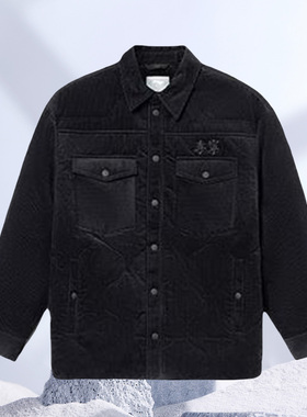 李宁正品冬季新款男子刺绣宽松保暖灯芯绒中长款棉服外套AFMR459