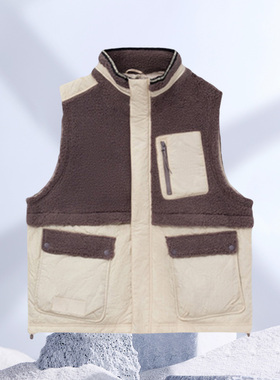 李宁正品冬季篮球运动生活系列男子加绒保暖拼接休闲马甲AMDR079