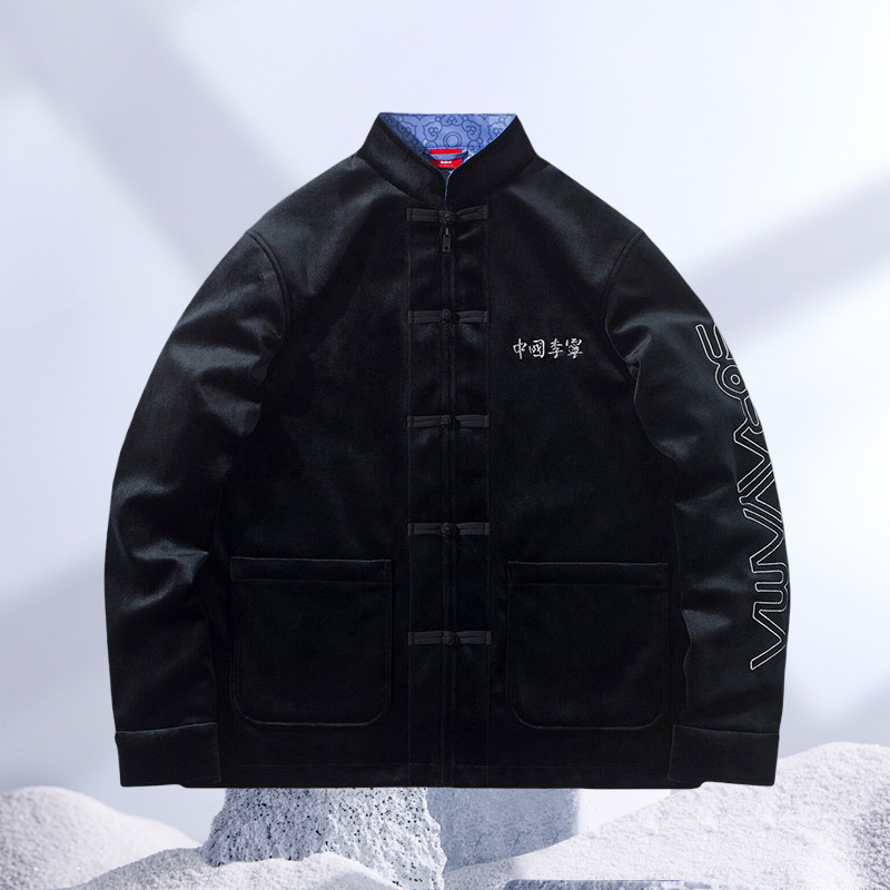 中国李宁x空山基联名男运动外套长袖刺绣国潮印花双面夹克AFDR439