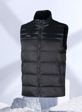 李宁正品男款冬季足球系列舒适常规时尚休闲运动羽绒马甲AMRM013