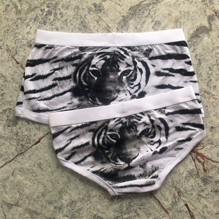 情侣内裤内衣纯棉可爱卡通时尚老虎纹男士平角裤女士三角性感创意
