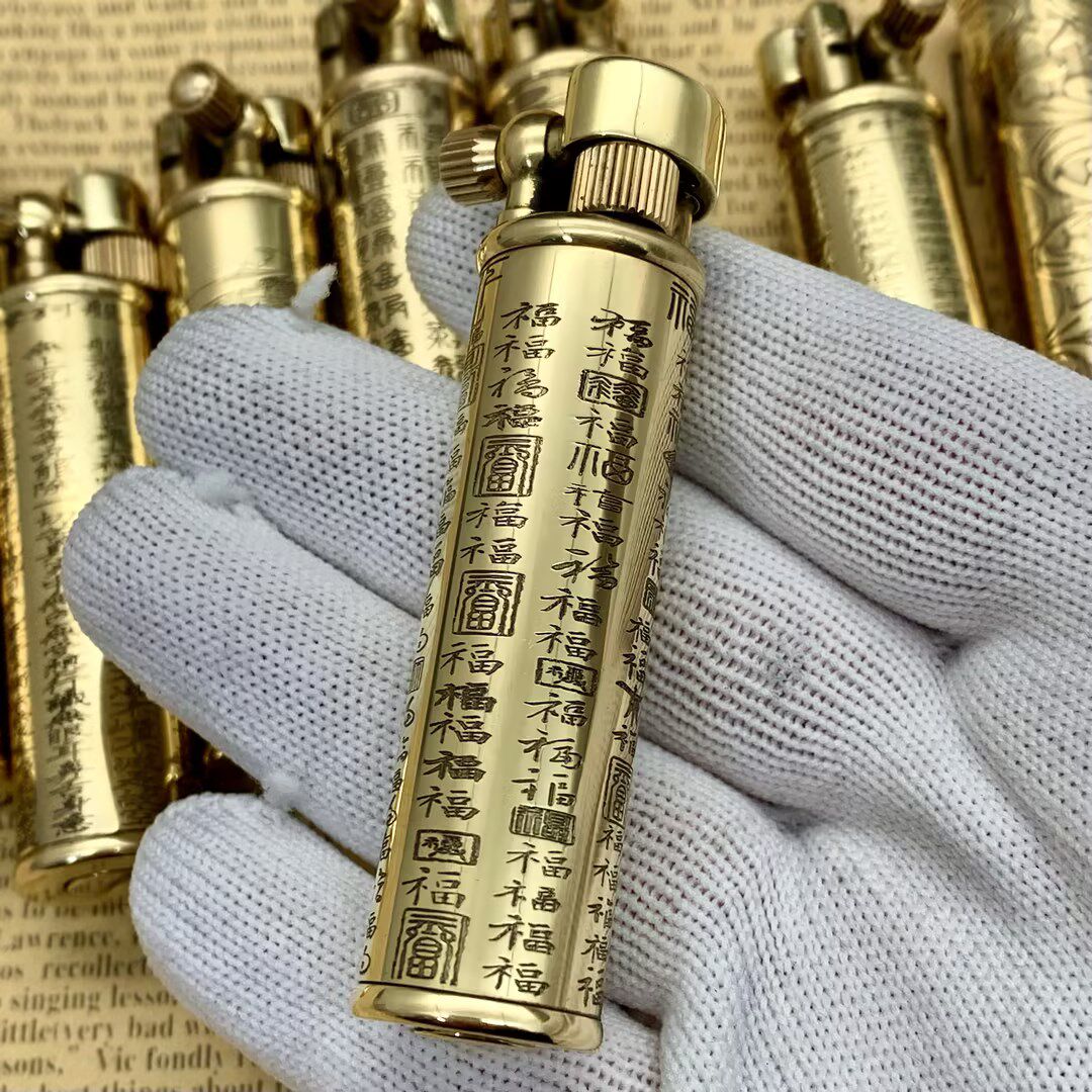 战壕黄铜抬臂小钢炮煤油打火机环绕精雕刻图便携国潮个性男士礼物