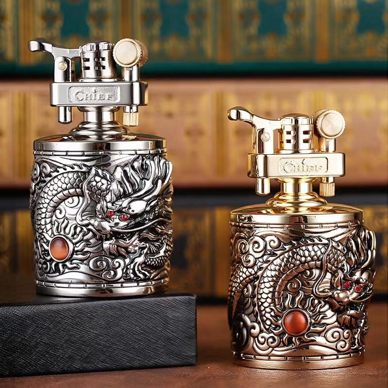 首领神龙皮质超大容量煤油打火机