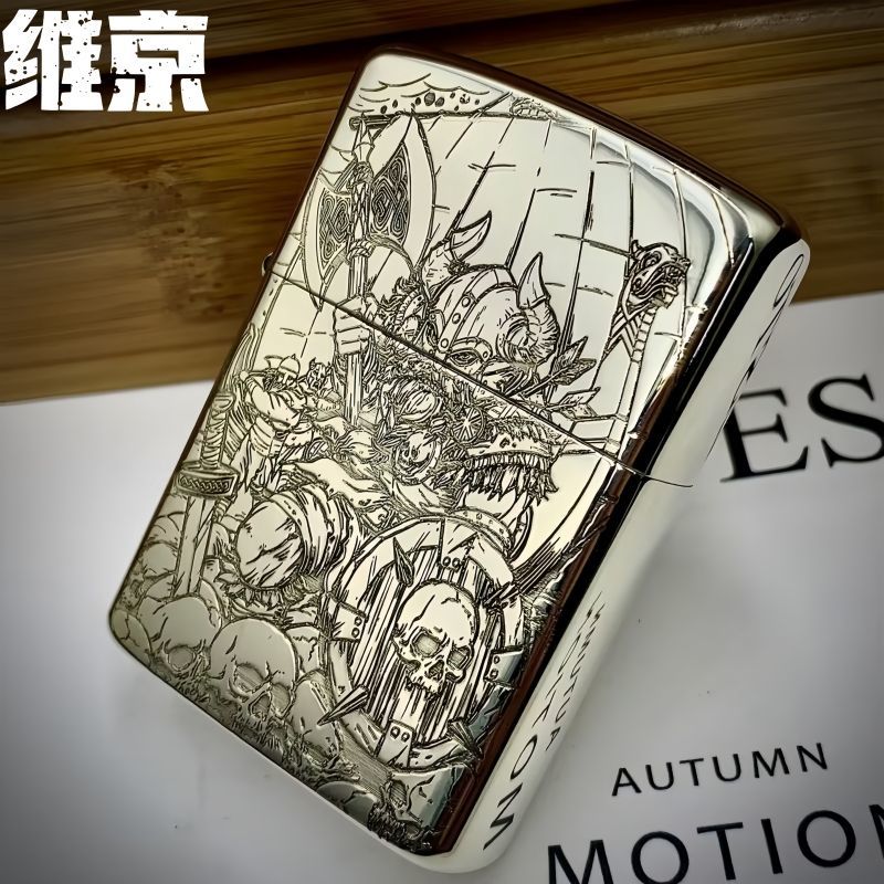 佐罗白铜盔甲机精雕煤油打火机