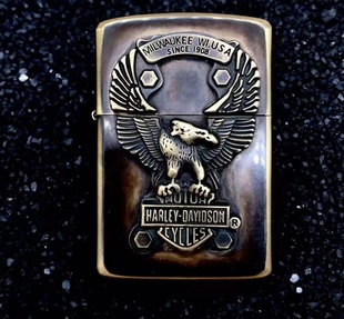 帅气礼品 佐罗盔甲902s哈雷贴章鹰煤油打火机男士 铜化