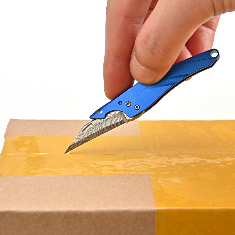 【铜化】钛合金便携美工小刀开箱神器可挂钥匙扣蓝鲸小刀随身