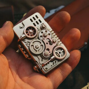 【铜化】艾斯普里齿轮联动一体焊接半自动弹射古董复刻煤油打火机