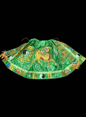 新款精品绿色龙袍双龙降衣高功法衣双龙披风60厘米八卦麒麟绣品