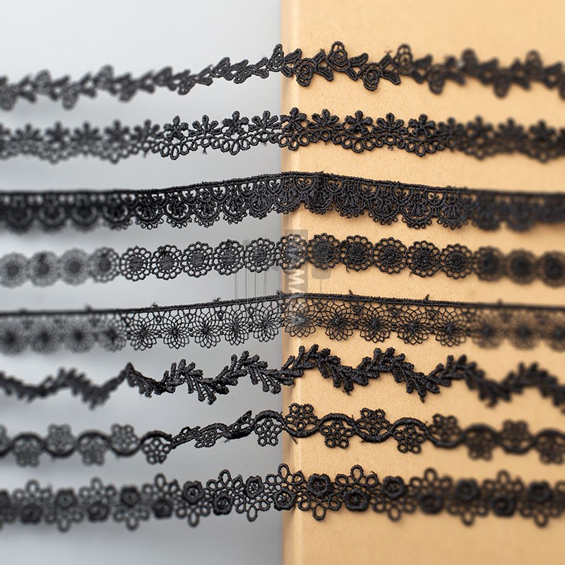 MAMASA黑色涤纶水溶小花边