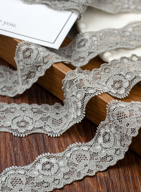 宽3cm灰色柔软弹力蕾丝松紧花边 DIY手工服装内衣发饰辅料