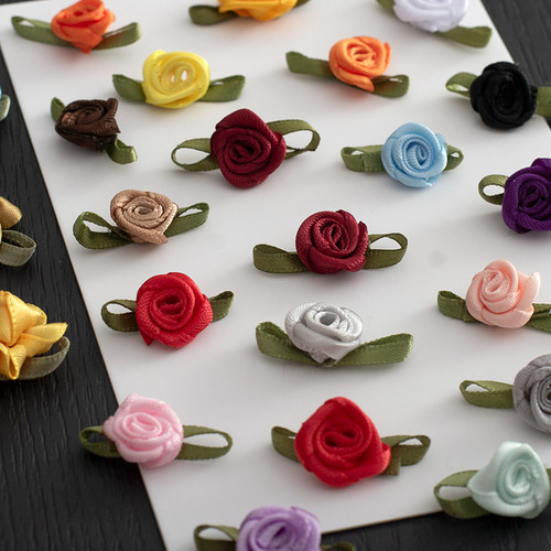 织带玫瑰小花朵手工DIY饰品