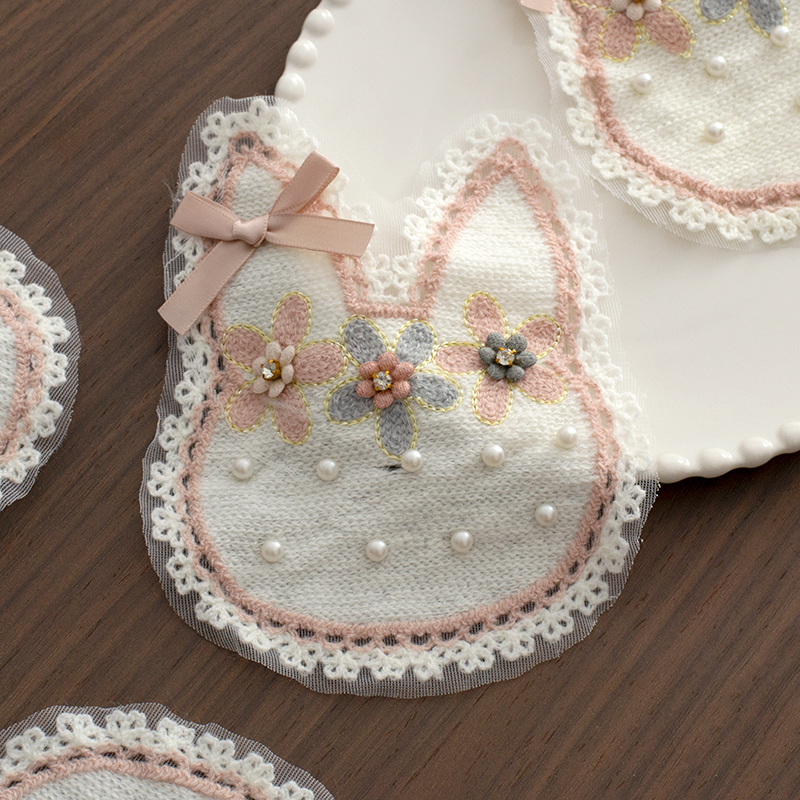 MAMASA可爱兔兔毛巾绣手工布贴