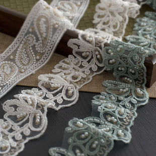 民族风装 辅料 饰花带 DIY手工服装 复古钉珠网纱金线刺绣蕾丝花边