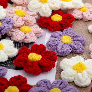 宽8cm毛线编制加厚立体花朵 手工服装布艺装饰布贴