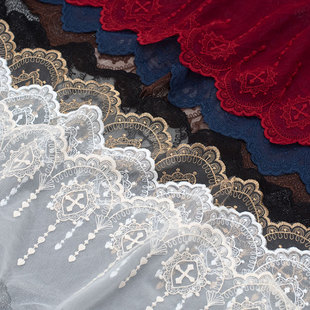 圣十字架哥特风网纱刺绣花边 lolita手工服装裙子辅料
