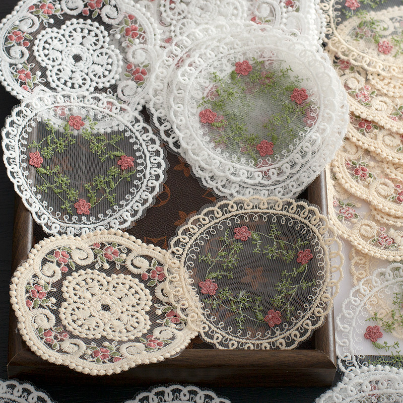 欧式网纱绣花圆形布贴 复古法式田园刺绣补丁茶几杯垫辅料,居家布艺,布贴,淘宝优惠券,粉丝福利购,淘宝优惠卷