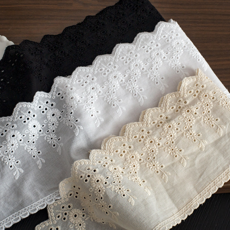 宽11cm小梅花锁边棉布刺绣蕾丝花边 DIY手工服装辅料