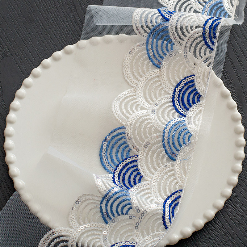 宽7.2cm国风海浪亮片刺绣花边 新中式叠浪网纱蕾丝民族辅料,居家布艺,花边,淘宝优惠券,粉丝福利购,淘宝优惠卷