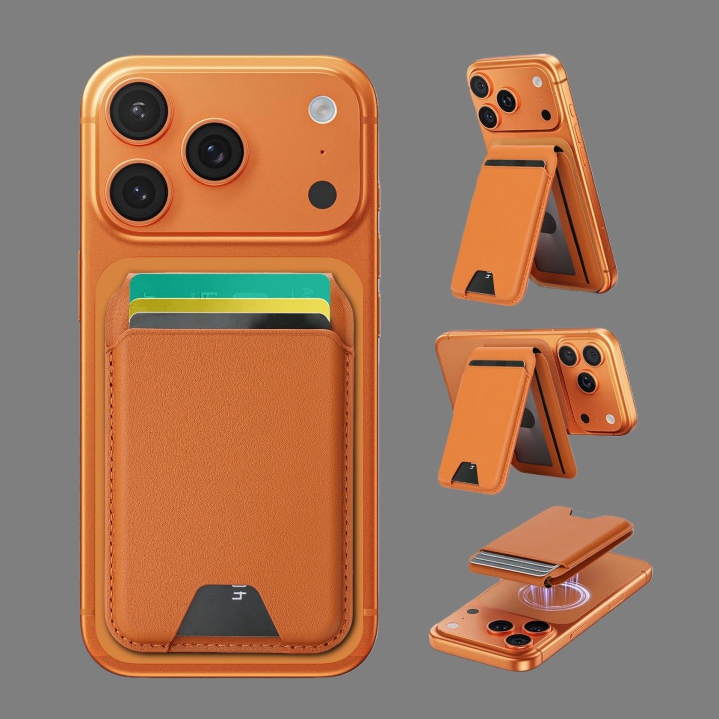 折叠Magsafe磁吸卡包手机背贴便携折叠素皮纹支架卡夹证件收纳包,3C数码配件,手机支架/手机座,淘宝优惠券,粉丝福利购,淘宝优惠卷